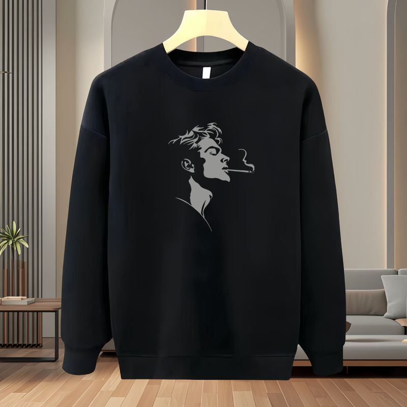 男士秋冬季长袖t恤潮流男装圆领体恤秋季宽松潮牌上衣丅恤