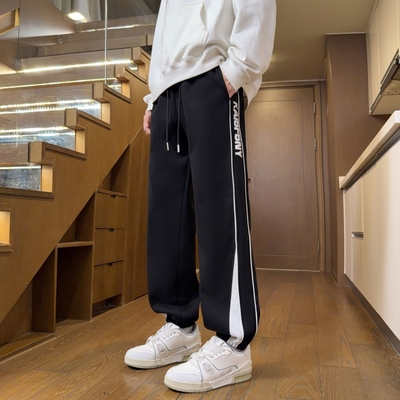 青少年秋冬季裤子男孩初中高中学生休闲运动裤厚男装卫裤