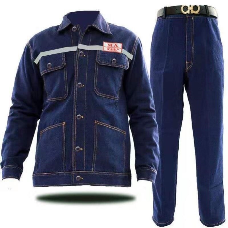 现货速发牛仔电焊工作服套装男拉链防烫耐磨焊工劳保服电焊用品