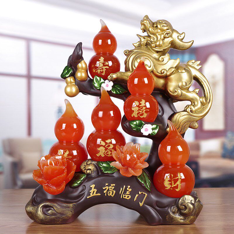 现货速发五福临门招财葫芦摆件福禄貔貅中式客厅玄关酒柜简约装饰