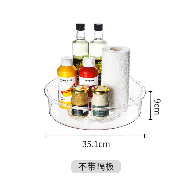 现货速发冰箱透明旋转收纳盘厨房桌面调料收纳盒橱柜大容量转盘托