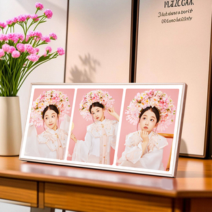 diy铝合金相框摆台婚纱照组合打印加洗照片定制订婚礼物宫格挂墙