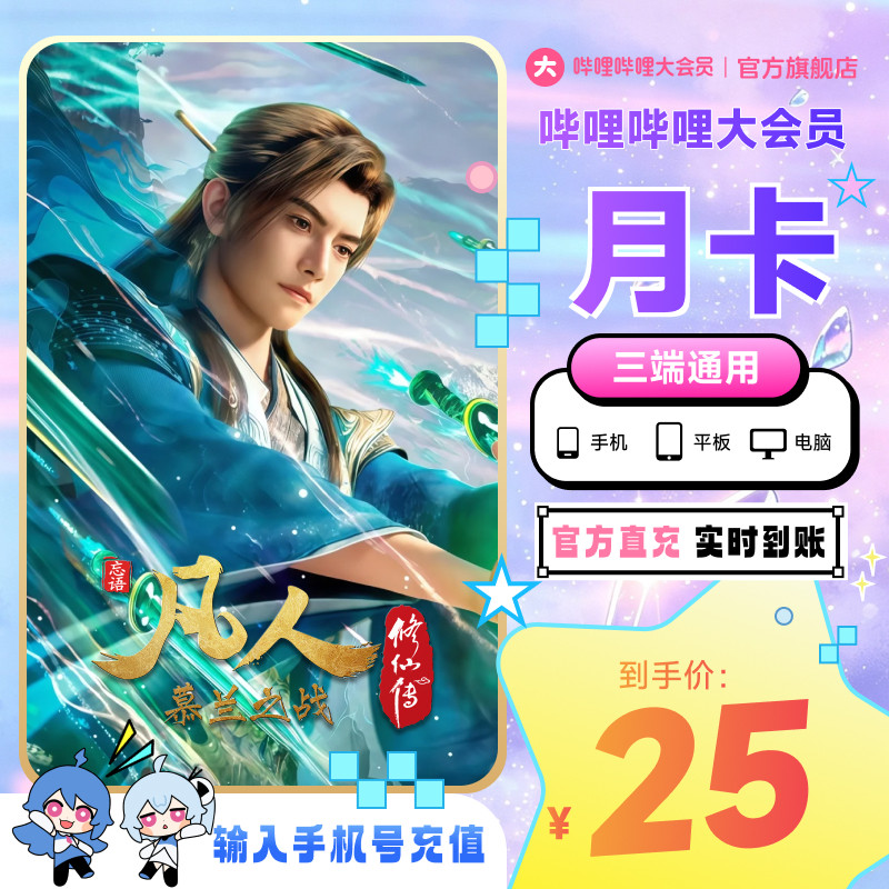 哔哩哔哩大会员月卡bilibili大会员1个月卡不支持电视B站官方直充图片