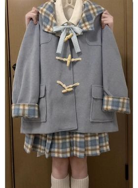 迷雾之境 少女学院优雅千金外套秋冬甜美裙子毛呢短裙两件套套装