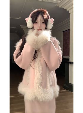 冬装搭配一整套女2025新款高级小香风外套新年毛绒绒气质两件套装