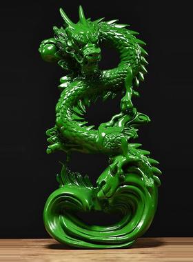 公司开业雕刻盘龙摆件新中式家居玄关摆设装饰工艺品店铺实木送礼