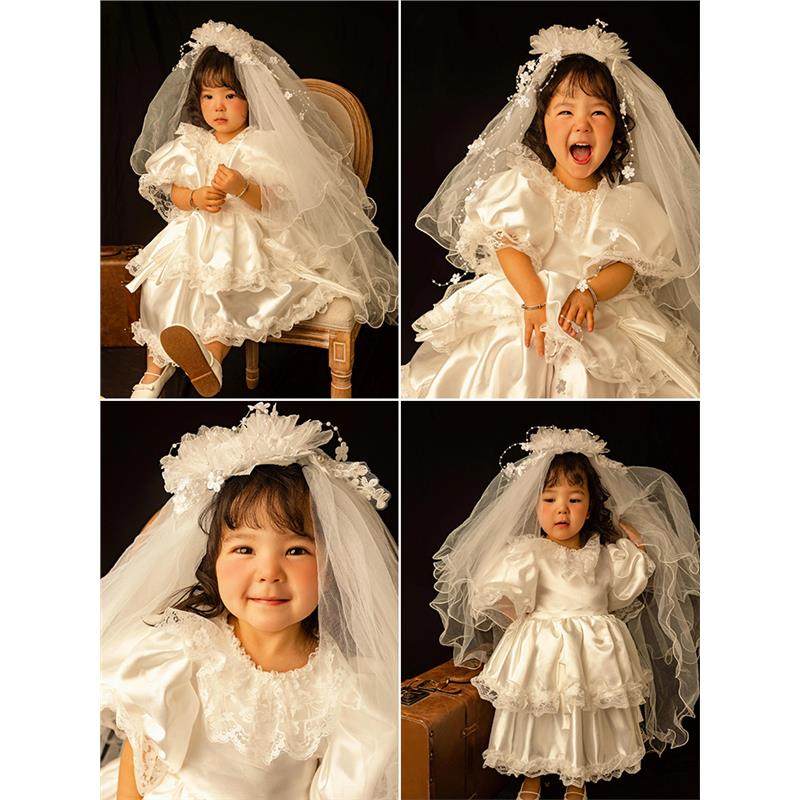 儿童摄影服装女孩公主婚纱裙复古主题套装裙女童1-5岁影楼艺术照