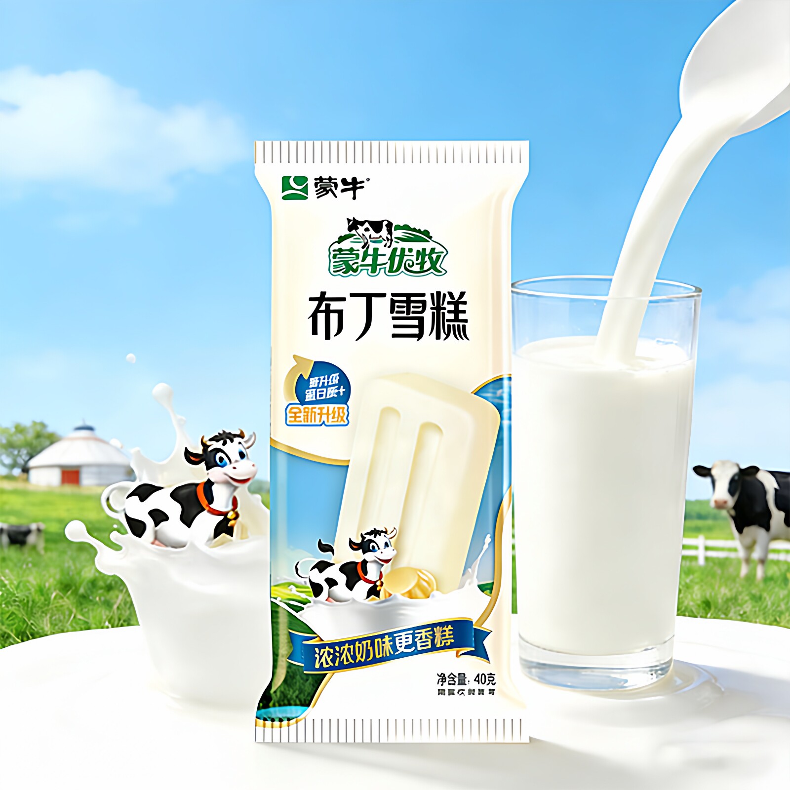 【50支整箱批】蒙牛小布丁奶油牛奶口味雪糕冰淇淋冰棍冷饮40g