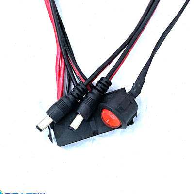 极速ATX24pin转DC5525公头12V电源线 带启动开关带灯T24P转DC12V