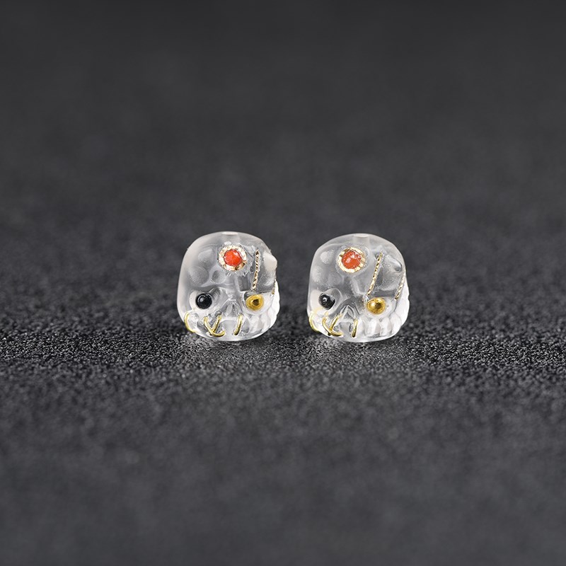 手工琉璃阿呆独眼怪文玩手链配珠腰珠diy108P佛串骷髅头手串散珠