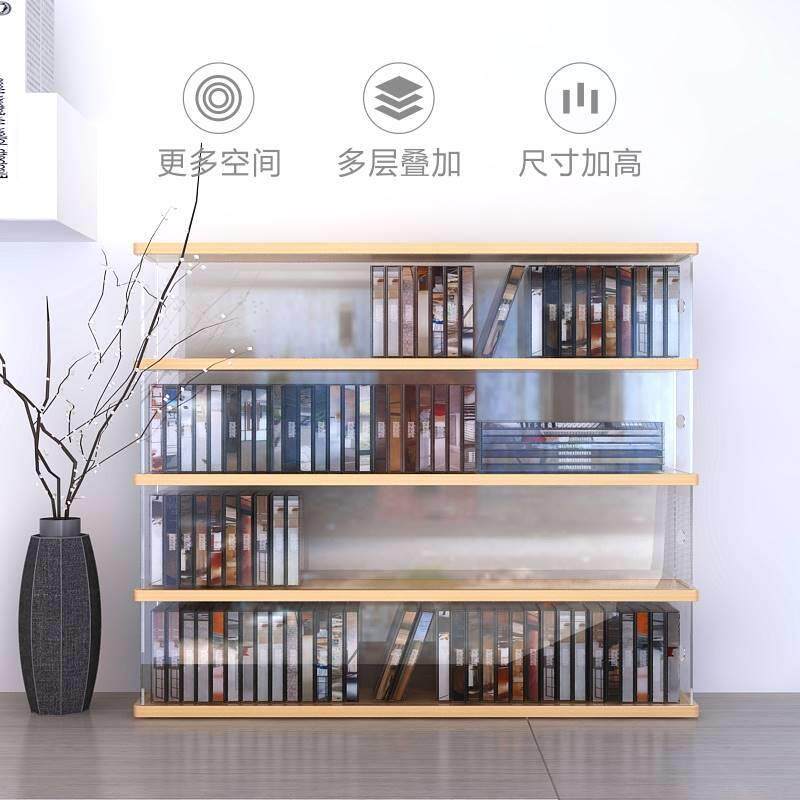 极速录音带收纳层架整理架收藏防C尘展示桌面柜多层带门实木压克