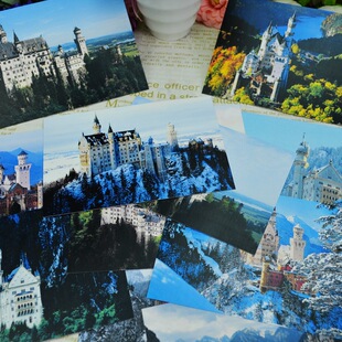 极速欧洲古堡建筑德国新天鹅堡风景明E信片旅行文艺唯美贺卡卡片1