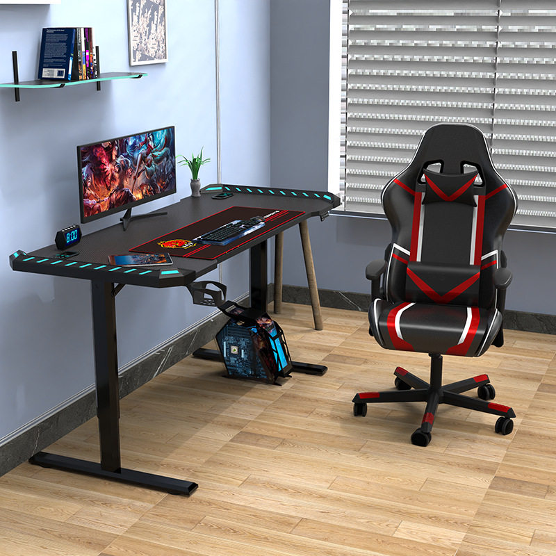 极速电竞电脑桌家用电动升降桌站立式台式办公桌移动书Z桌卧室学