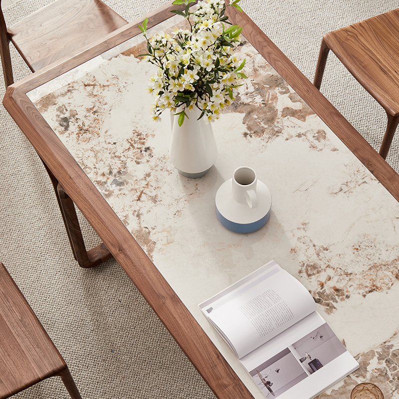 极速黑胡桃木餐桌轻奢岩板餐台长方形G北欧实木桌子6人意式餐厅家