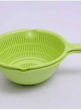 极速.plastic long handlse rice colander strainer filter gree
