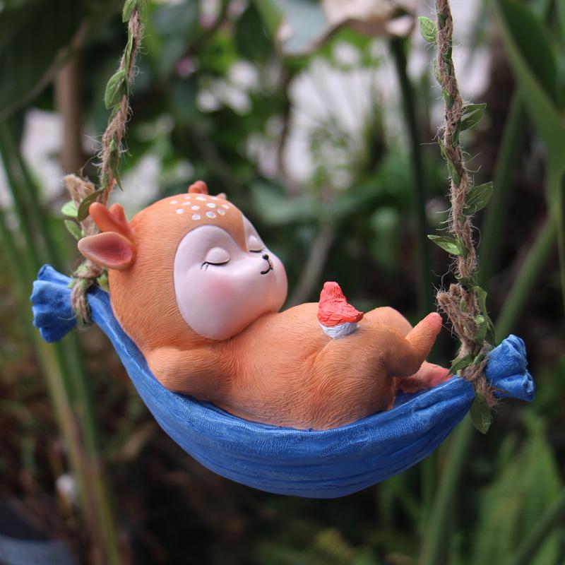 极速花园阳台装饰吊件可爱动物小鹿户外庭院O顶楼民宿布景观摆件