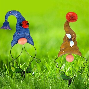 极速4pcs Metal Garden Gnome Stakes Waterproof OutdoorY Stake