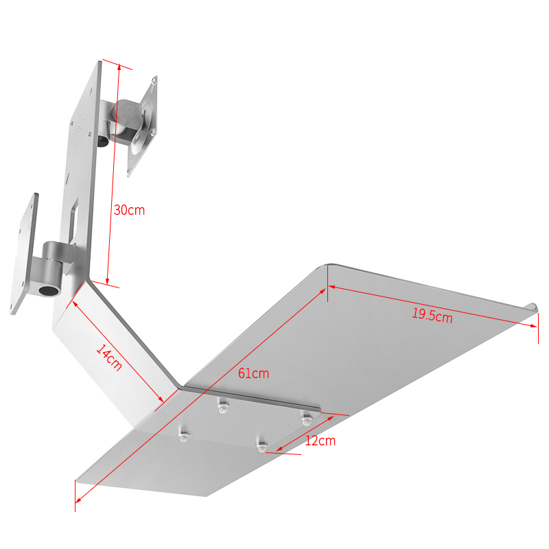 极速壁挂显示器支架带滑r鼠键盘架一体式工业设备墙壁VESA显示屏
