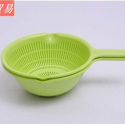 极速plastic long handle rice colandeGr strainer filter green