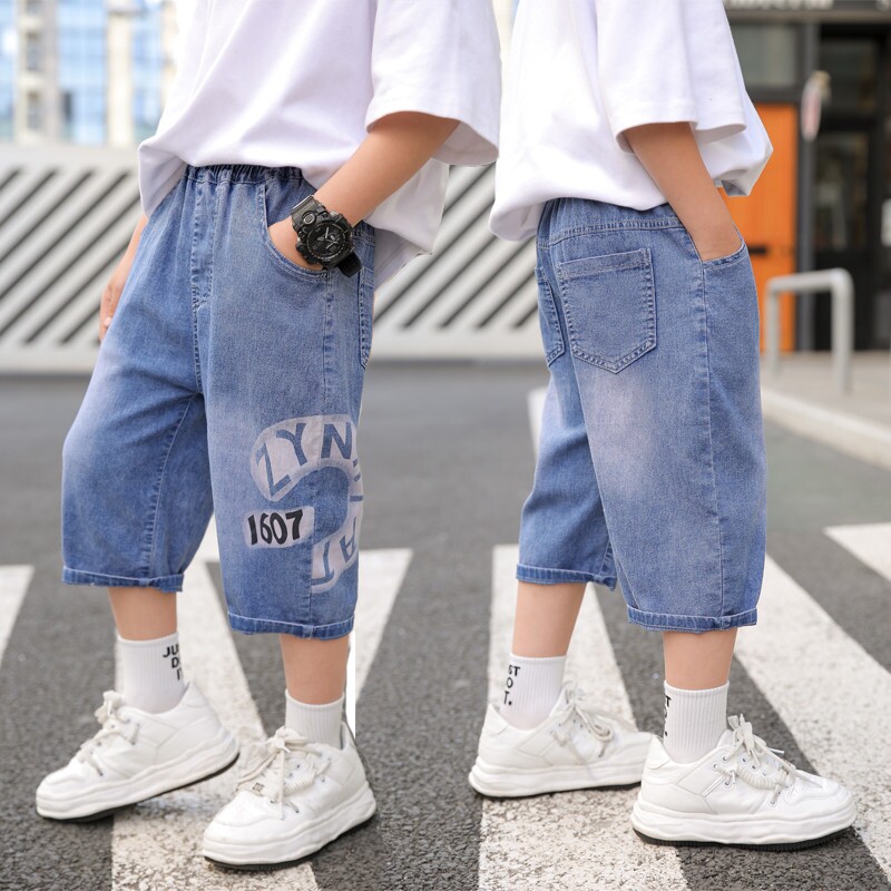 极速男童牛d仔短裤夏季薄款外穿七分裤韩版休闲帅气中裤儿童夏装