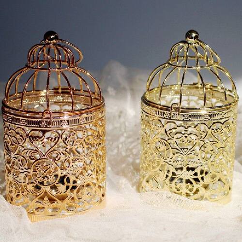 新品Bird Cage Clandle Holder Wrought Iron Hollow Metal