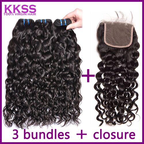 新品9A Peruvian human nsatural water wave weave hair with cl