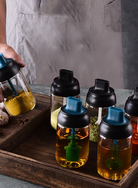 极速厨房调味盒防潮调味瓶罐x密封玻璃调味瓶盖勺一体控盐罐油壶