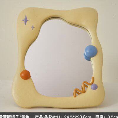 新品艺术感化妆镜l子台式桌面可立化妆台轻奢网红装饰学生宿舍