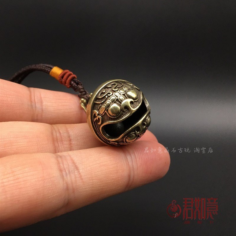 极速铜器纯铜兽面狮头铜铃铛w小号迷你铜铃铛牛狗猫铃铛挂件风铃