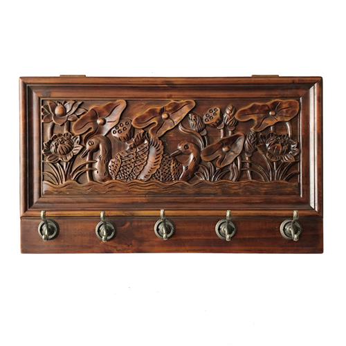 极速泰式新中f式电表箱装饰挂画美式客厅置物架挂钩创意实木配电