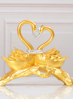 极速现代爱心g情侣天鹅装饰品玄关摆件客厅酒柜结婚创意轻奢工艺