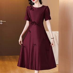 新品五一结婚喜婆婆服装礼服连衣裙女夏季新娘V妈妈婚宴装平