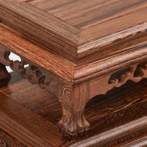 极速鸡翅木长方形l底座佛像花瓶奇石头工艺品摆饰茶具香炉实木质