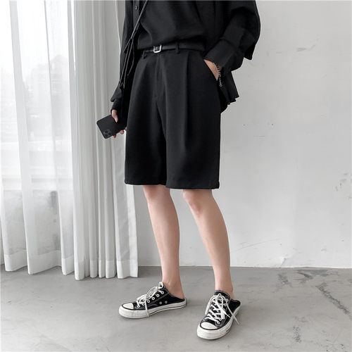 新品Korean fMens Shorts Straight Fit Knee-Length Suit Pant