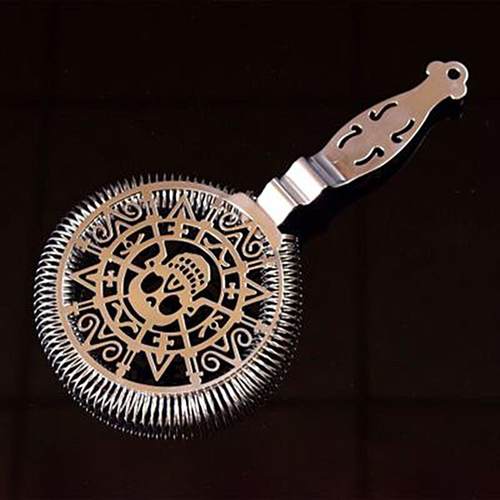 极速304不锈钢骷髅头滤冰器双折弯手柄滤冰N器酒吧调酒工具过滤网