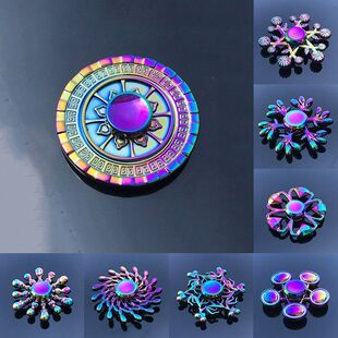 新品 o炫彩色钻石石雪花莲花玫瑰飞碟烽火轮轮钢 指尖陀螺金属新款
