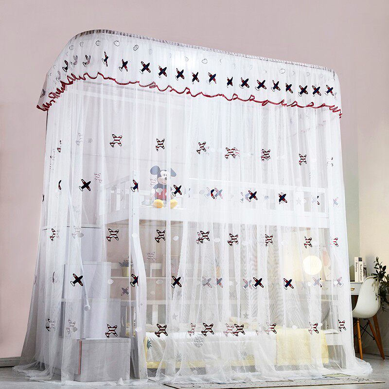 极速子母床上下铺专用蚊帐导轨一体D式儿童房梯形高低床家用纱帐