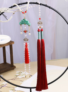 极速汉服璎珞背云项链马面裙旗v袍红色长流苏P后压穗百搭古装配饰