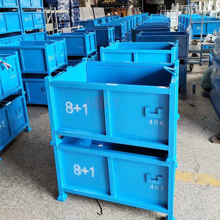 极速新品b重型铁皮金属周转箱物流钢制折叠铁框工厂R车间废料收集