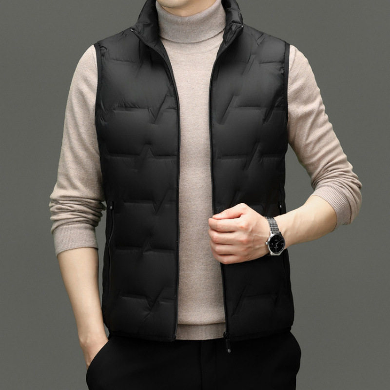 2025秋冬款男士羽绒服马甲外穿立领背心中年爸爸装保暖坎肩外套