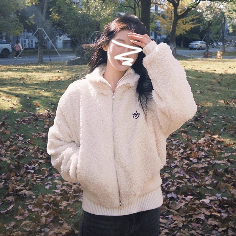 【有内衬】韩系羊羔毛长袖外套女冬季2025新款高级感宽松百搭潮