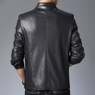 秋冬季 修身 立领机车服帅气皮夹克外套男 皮衣潮流韩版 汇努特男士