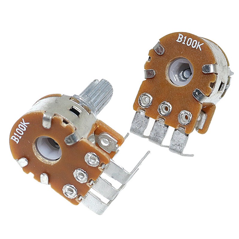速发B10K 50K 100K 功放调音量电位器反弯内弯脚双联六脚圆轴20mm