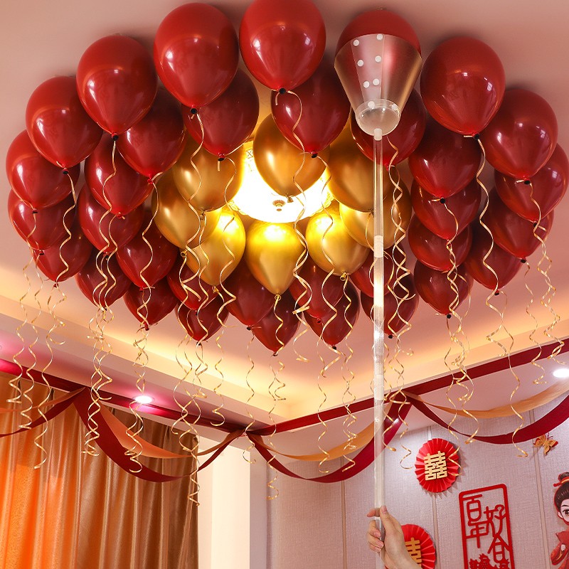 婚礼生日派对装饰托杆婚房布置结婚飘空气球粘贴屋顶不伤墙神器