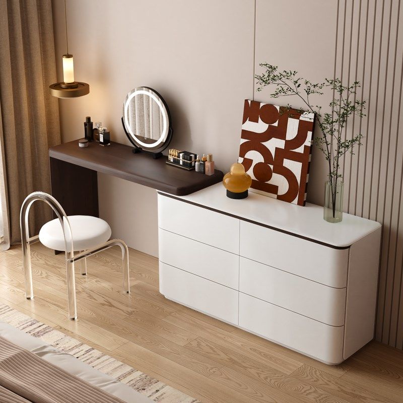 速发实木梳妆台轻奢高纳感主卧2化25新款0妆桌斗柜收级柜一体组合
