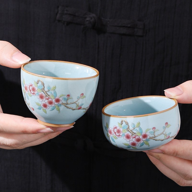 速发汝窑天青主人杯家用高档品茗杯功夫茶道茶具喝茶杯小杯子2025