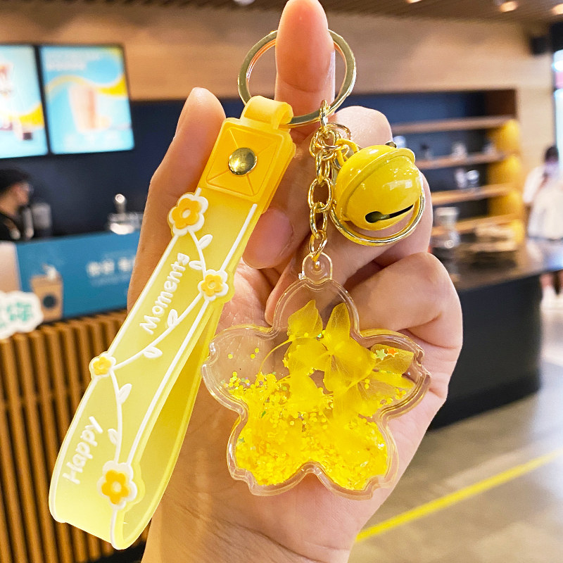 速发入油水晶扣个性创意永生花朵流沙书包挂件精致生小饰品