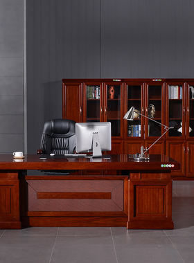 速发班大台老板桌总裁公椅组合经理办公桌简约办桌家具油漆班台实