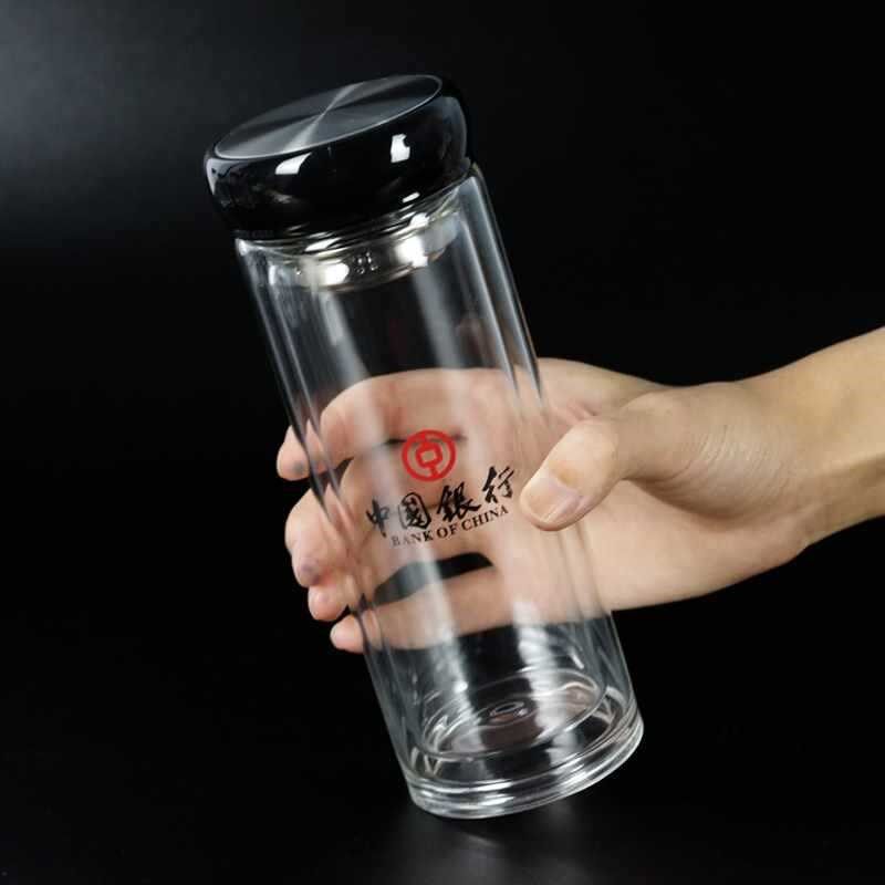 速发双层隔热玻璃杯便约办公室茶明过滤泡透水杯男简携带盖杯子定