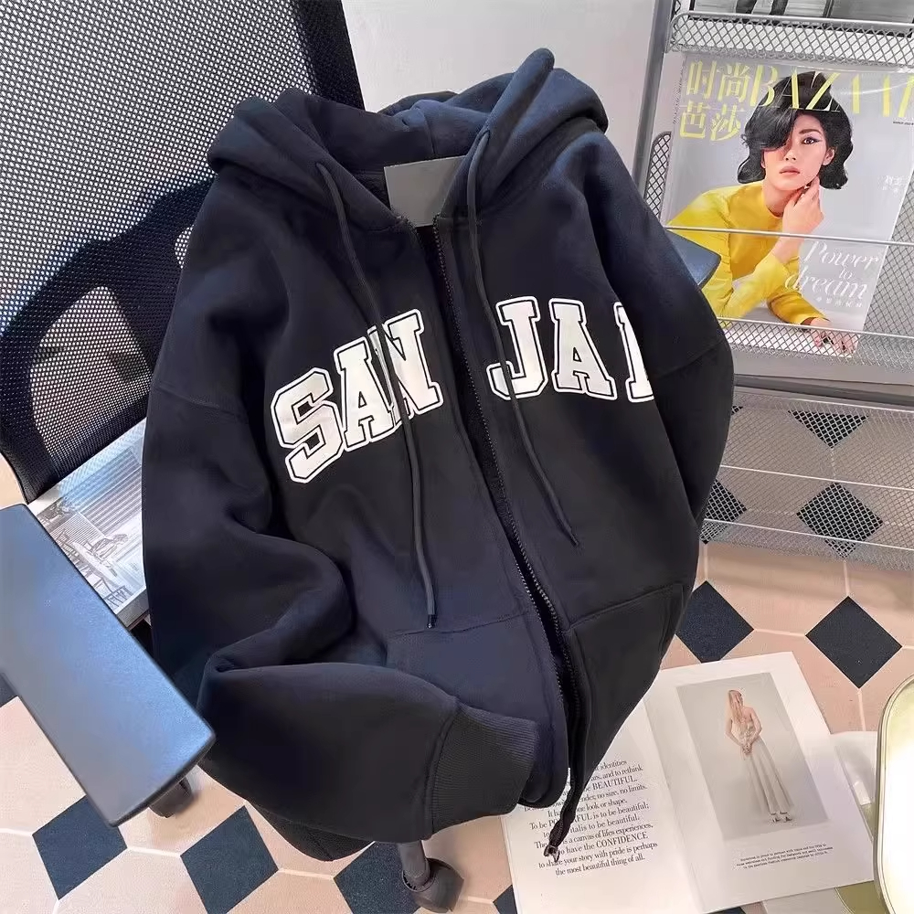 中大童美式潮牌连帽开衫卫衣男女